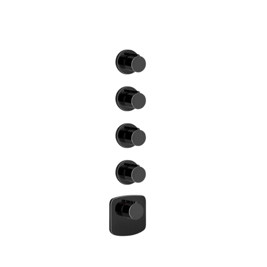 Gessi Tondo Wellness 43238#299 – Mitigeur Thermostatique Mural 4 Sorties – Finition Noir Mat – Corps 43107 requis
