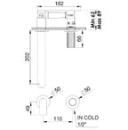 RVB Joe — Robinet lave-mains mural encastré – Réf. 4086.36.48 – BEC 200 mm – Blanc Mat
