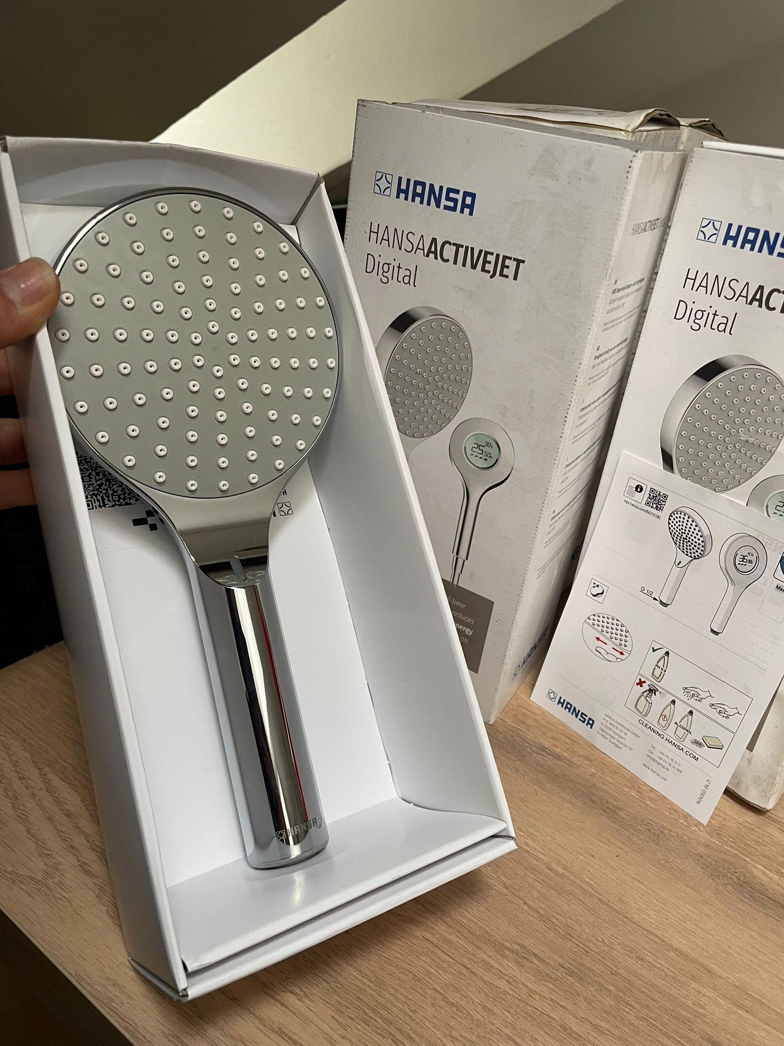 Hansa Activejet Digital — Douchette à main 120 mm Bluetooth — Réf. 84310180 — Chrome / Gris clair