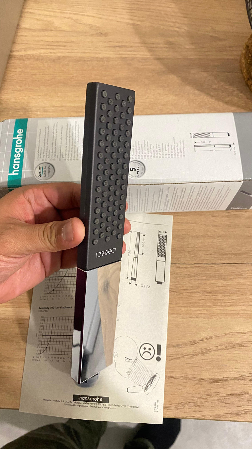 Hansgrohe Rainfinity — Douchette à main 100 PowderRain — Réf. 26866000 — Chrome