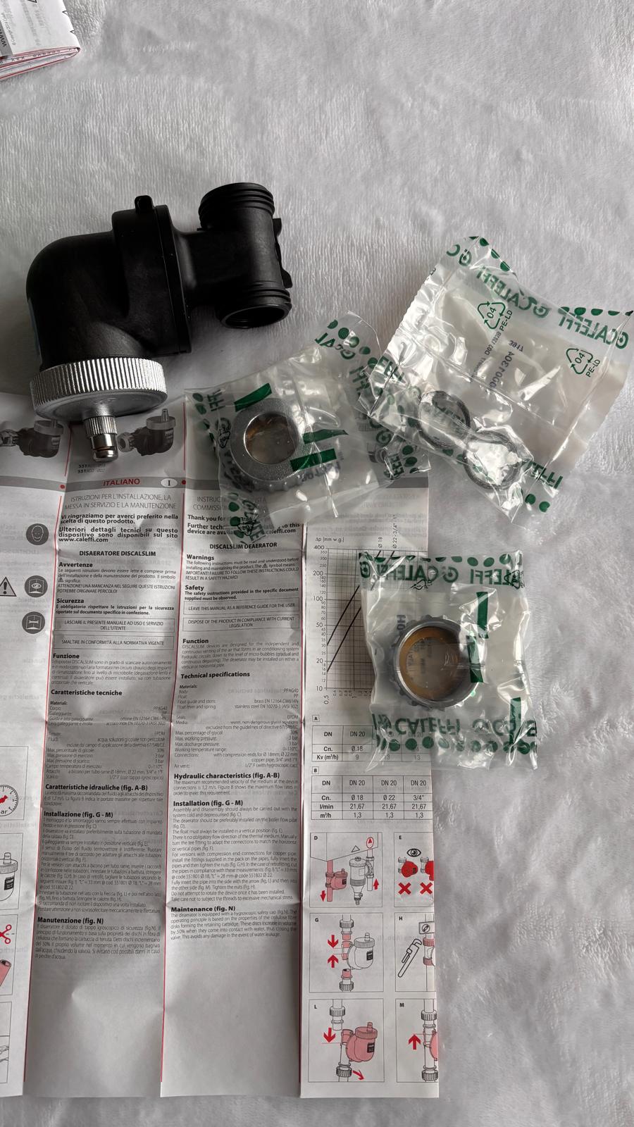 Séparateur d’air Caleffi Discal Slim 22 mm – Réf. 551802 – EAN 8016615585599